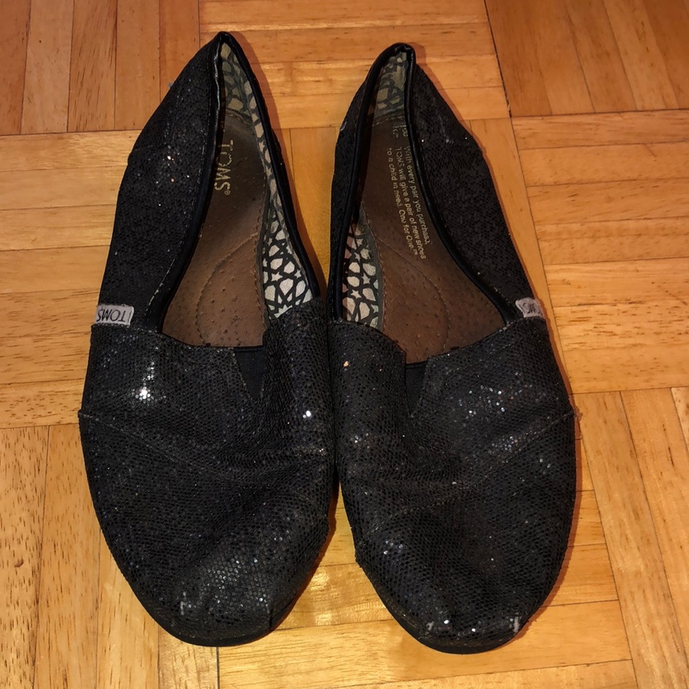 TOMS womens sparkly black - Picture 1 of 8